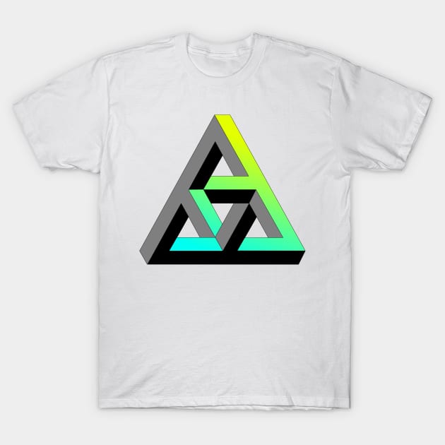 Even more impossible triangle with cyan to yellow gradient T-Shirt by TRIME